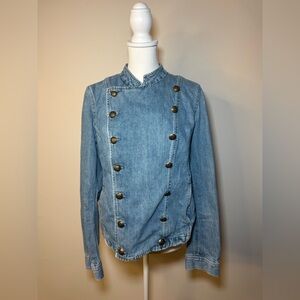 Lauren Ralph Lauren Denim Military Style Jacket Blue | Size 14
